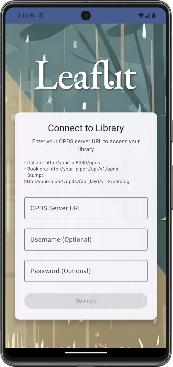 Leaflit login screen